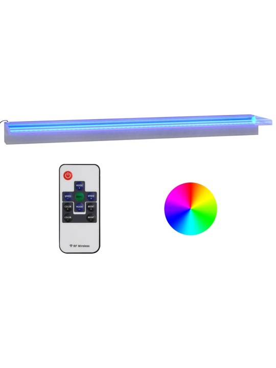 Přelivový vodopád s rgb led osvětlením nerezová ocel 108 cm