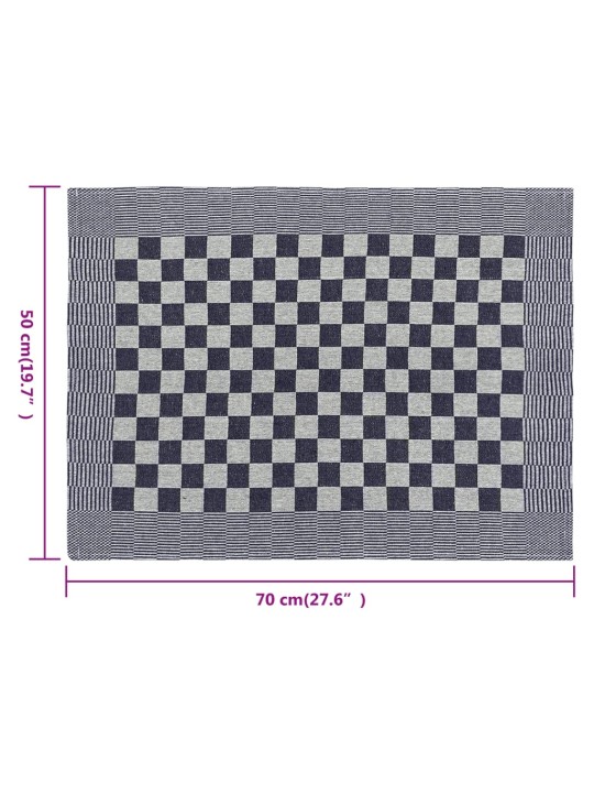 Kuchyňské utěrky 20 ks modré a bílé 50 x 70 cm bavlna