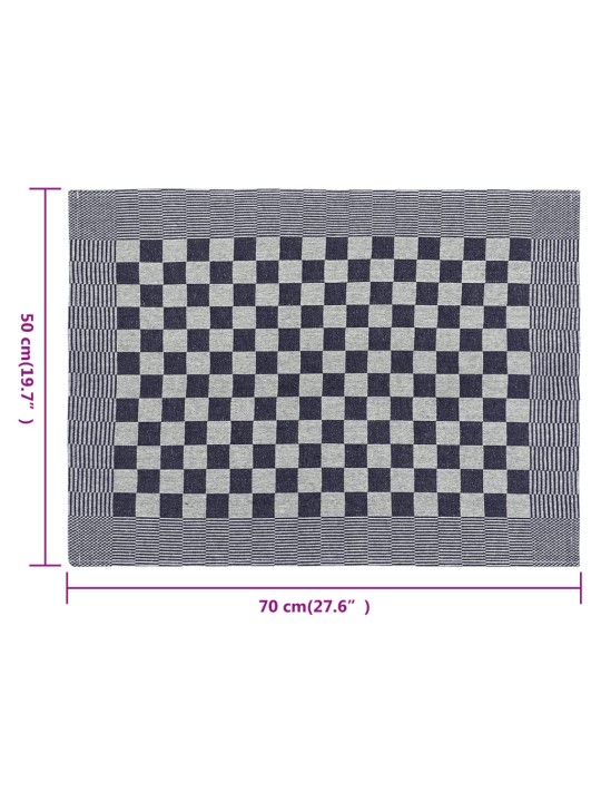 Kuchyňské utěrky 50 ks modré a bílé 50 x 70 cm bavlna