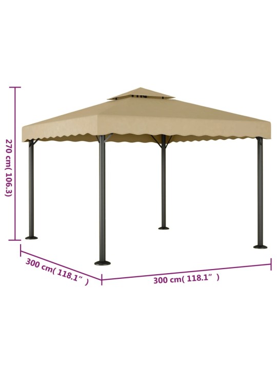 Altán taupe 3 x 3 m hliník a ocel