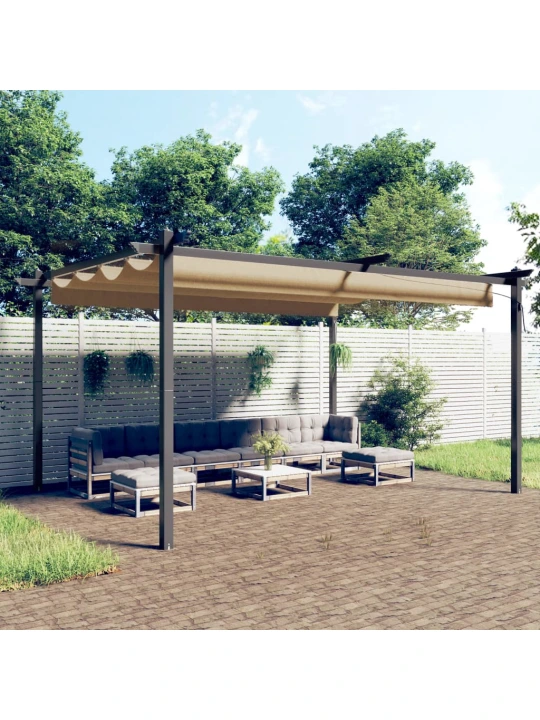 Zahradní altán se zatahovací střechou 4 x 3 m taupe