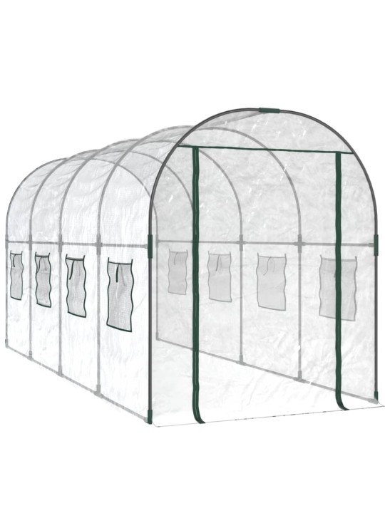 Skleník průhledný 160 x 400 x 190 cm PVC práškově lakovaná ocel
