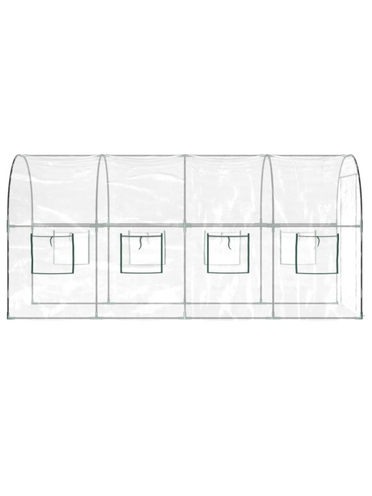 Skleník průhledný 160 x 400 x 190 cm PVC práškově lakovaná ocel