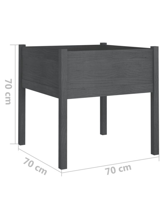Zahradní truhlíky 2 ks šedé 70 x 70 x 70 cm masivní borovice
