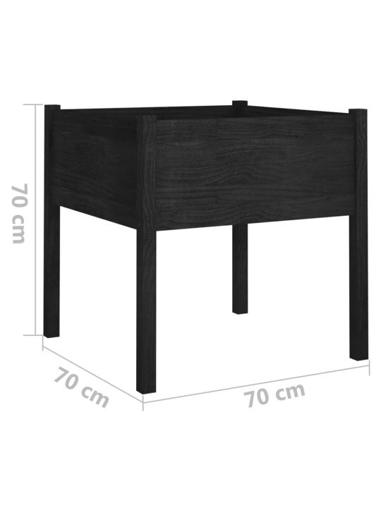 Zahradní truhlíky 2 ks černé 70 x 70 x 70 cm masivní borovice
