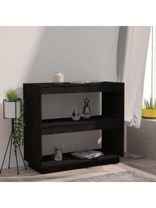 Knihovna černá 80 x 35 x 71 cm masivní borovice