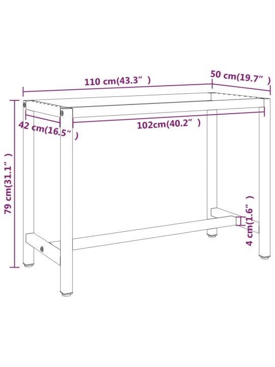 Rám pracovního stolu matně černý a červený 110 x 50 x 79 cm kov