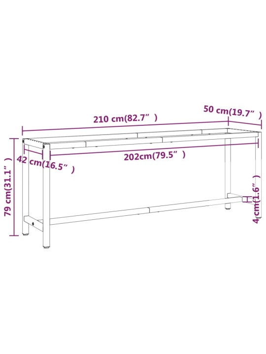 Rám pracovního stolu matně černý a červený 210 x 50 x 79 cm kov