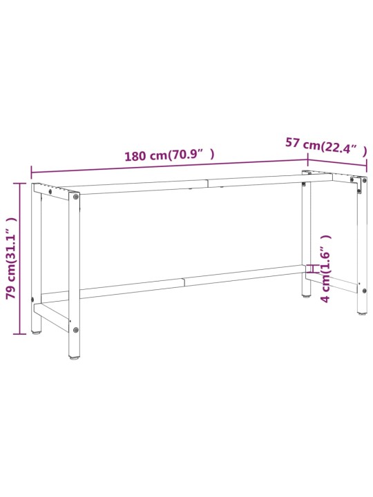 Rám pracovního stolu matně černý a matně červený 180x57x79 cm