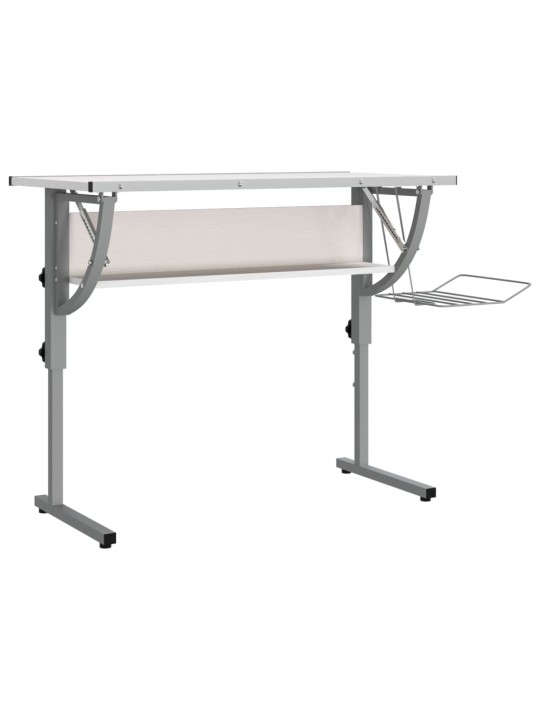 Řemeslný stůl bílý a šedý 110 x 53 x (58–87) cm kompozit a ocel