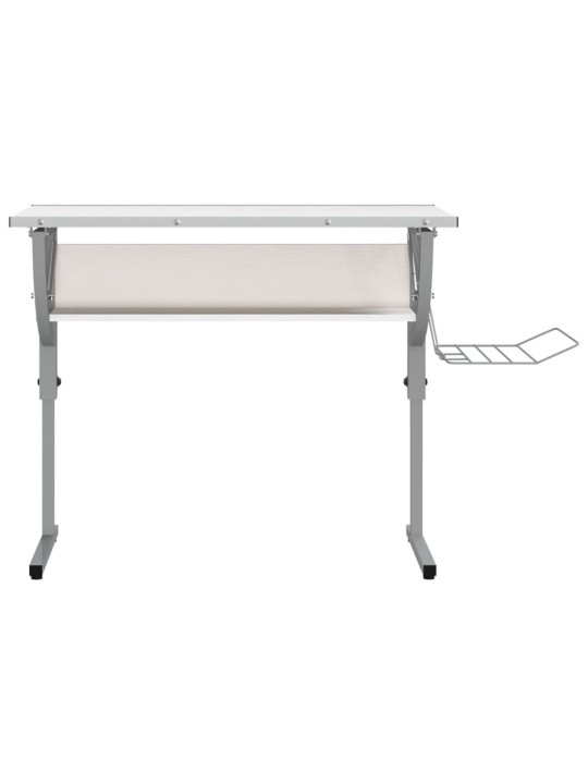 Řemeslný stůl bílý a šedý 110 x 53 x (58–87) cm kompozit a ocel