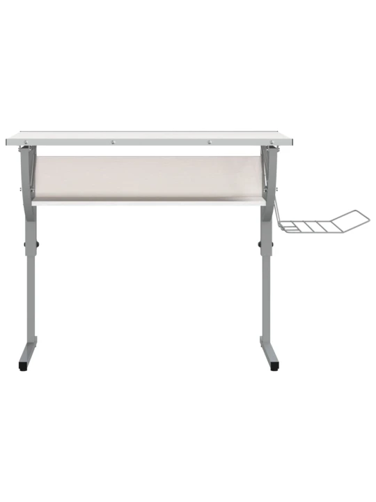 Řemeslný stůl bílý a šedý 110 x 53 x (58–87) cm kompozit a ocel