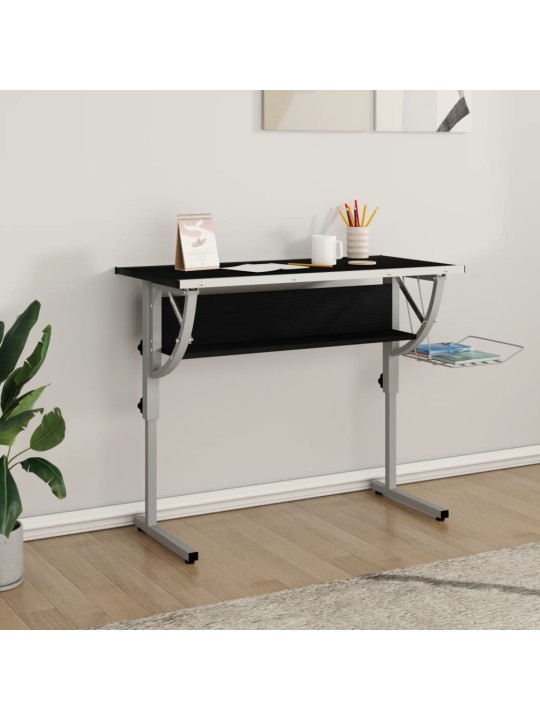 Řemeslný stůl černý a šedý 110x53x(58–87) cm kompozit a ocel