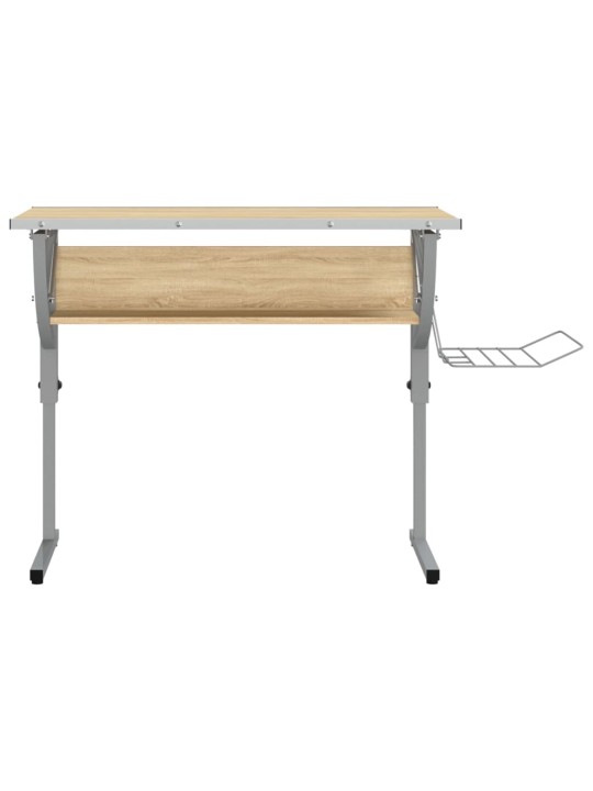 Řemeslný stůl dub sonoma šedý 110x53x(58–87) cm kompozit a ocel