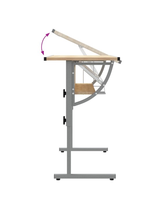 Řemeslný stůl dub sonoma šedý 110x53x(58–87) cm kompozit a ocel