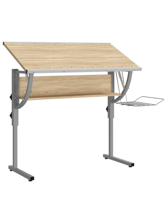 Řemeslný stůl dub sonoma šedý 110x53x(58–87) cm kompozit a ocel