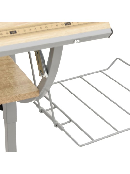 Řemeslný stůl dub sonoma šedý 110x53x(58–87) cm kompozit a ocel