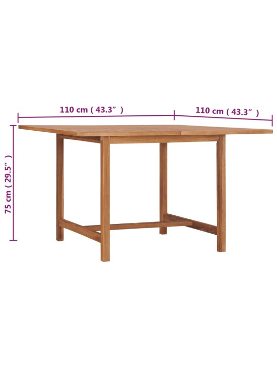 Zahradní jídelní stůl 110 x 110 x 75 cm masivní teak