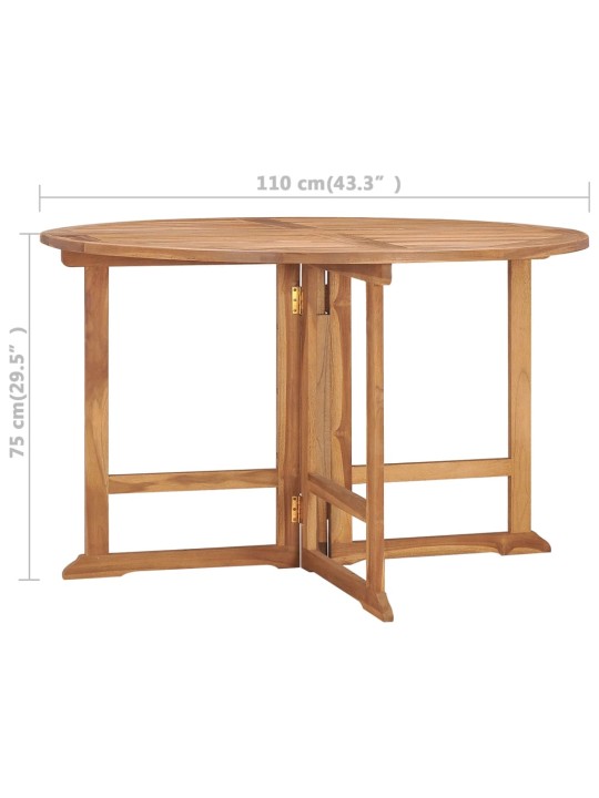 Skládací zahradní jídelní stůl Ø 110 x 75 cm masivní teak