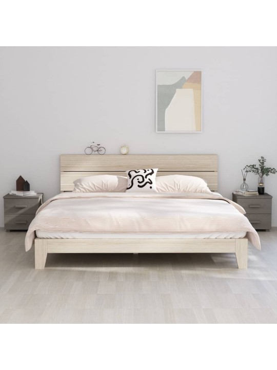 Noční stolky HAMAR 2 ks světle šedé 40x35x44,5 cm masivní dřevo