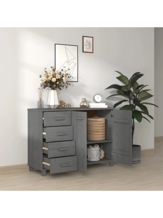 Příborník HAMAR tmavě šedý 113 x 40 x 80 cm masivní borovice