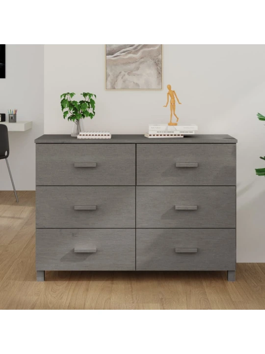 Příborník HAMAR světle šedý 113 x 40 x 80 cm masivní borovice