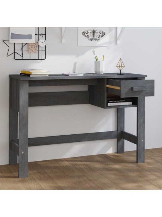 Psací stůl HAMAR tmavě šedý 110 x 40 x 75 cm masivní borovice