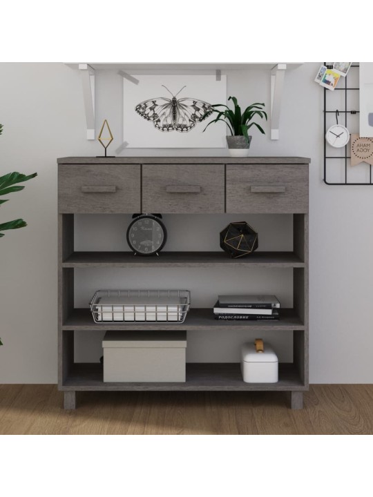 Konzolový stolek HAMAR světle šedý 90x35x90 cm masivní borovice
