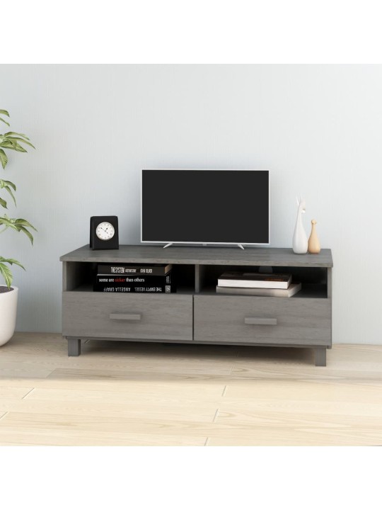 TV stolek HAMAR světle šedý 106 x 40 x 40 cm masivní borovice