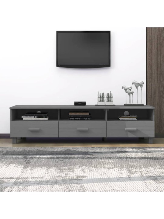 TV stolek HAMAR tmavě šedý 158 x 40 x 40 cm masivní borovice