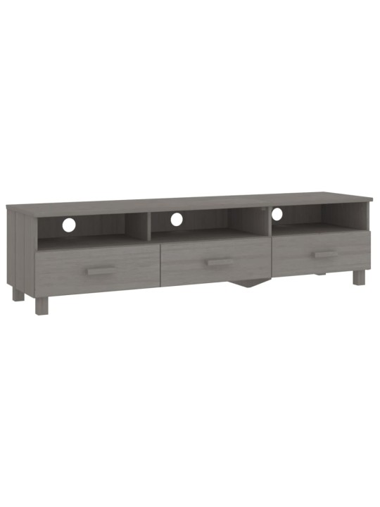 TV stolek HAMAR světle šedý 158 x 40 x 40 cm masivní borovice