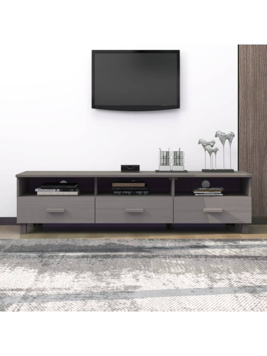 TV stolek HAMAR světle šedý 158 x 40 x 40 cm masivní borovice