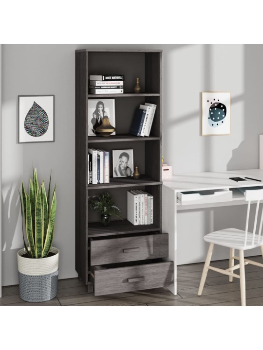 Skříň HAMAR světle šedá 60 x 35 x 180 cm masivní borovice