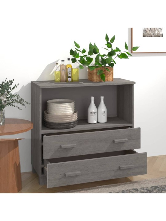 Příborník HAMAR světle šedý 85 x 35 x 80 cm masivní borovice