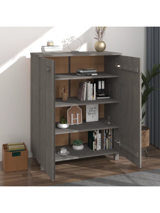 Botník HAMAR světle šedý 85 x 40 x 108 cm masivní borovice