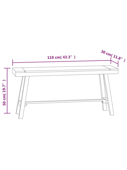 Lavice 110 cm masivní teakové dřevo