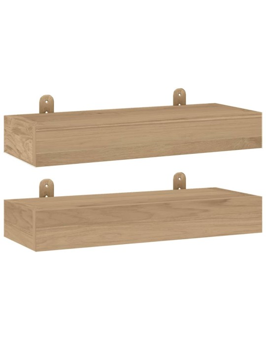 Nástěnné police 2 ks 40 x 15 x 4 cm masivní teakové dřevo