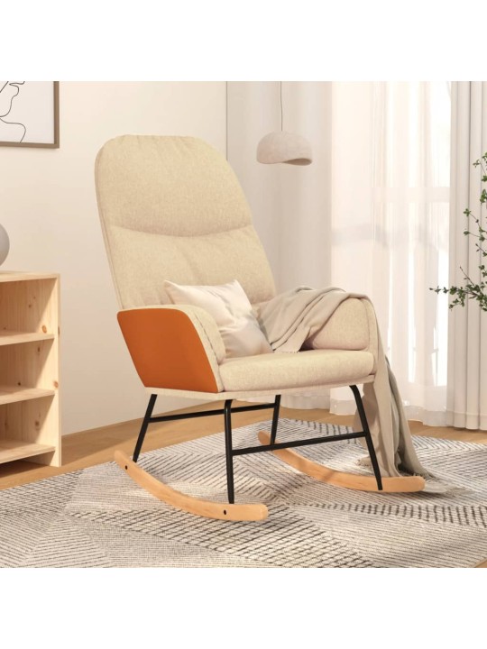 Houpací křeslo krémově bílé textil