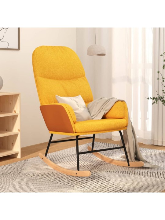 Houpací křeslo hořčicově žluté textil
