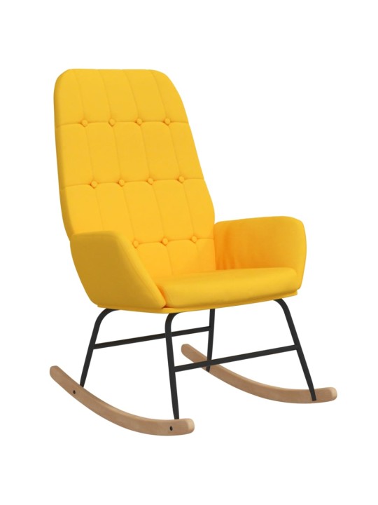 Houpací křeslo hořčicově žluté textil