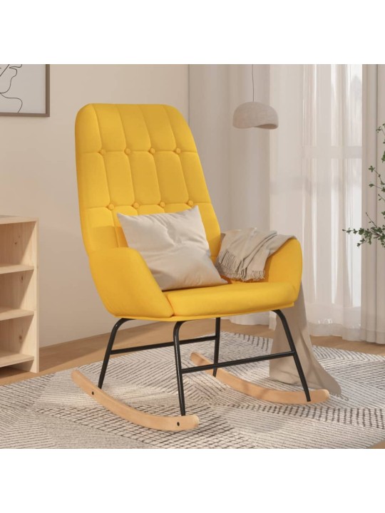 Houpací křeslo hořčicově žluté textil