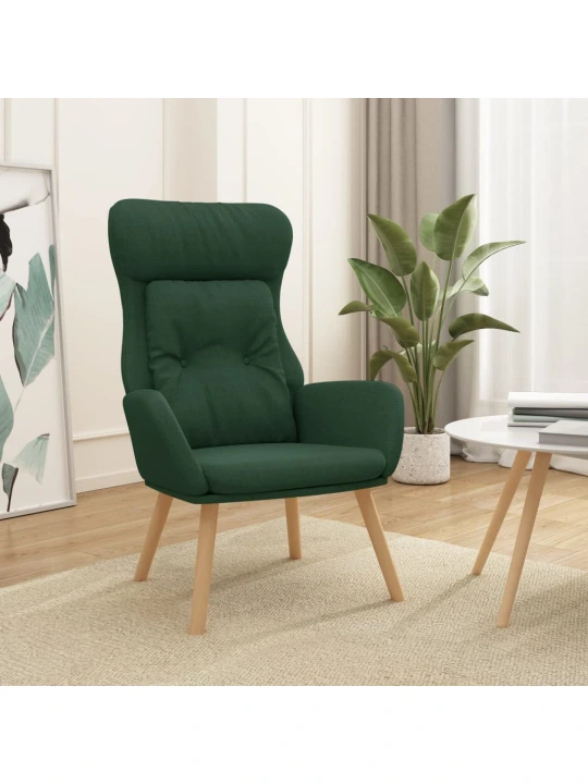 Relaxační křeslo tmavě zelené textil