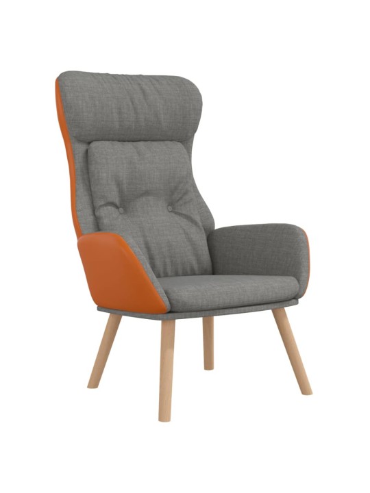 Relaxační křeslo světle šedé textil a PVC