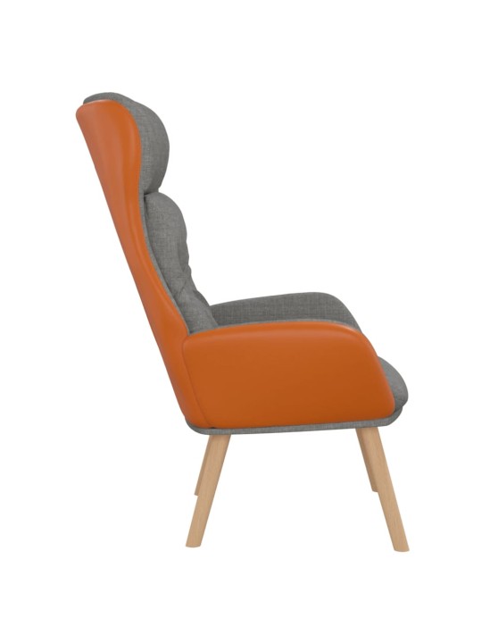 Relaxační křeslo světle šedé textil a PVC