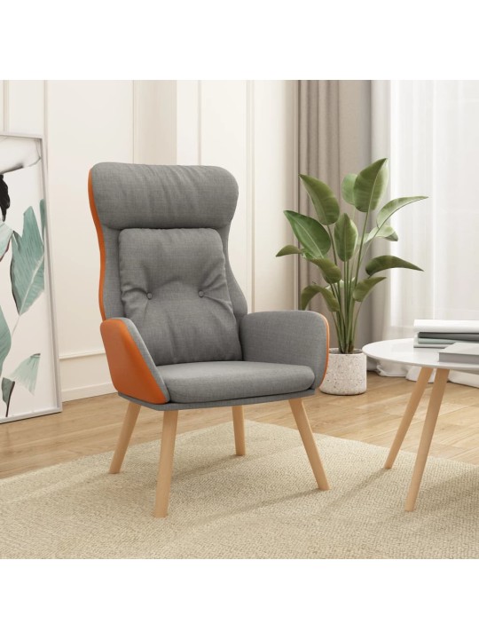 Relaxační křeslo světle šedé textil a PVC