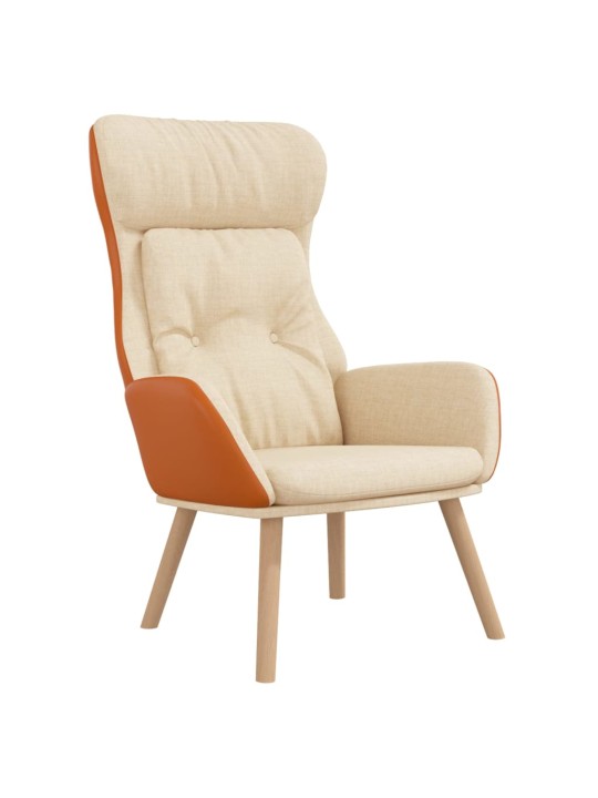 Relaxační křeslo krémové textil a pvc