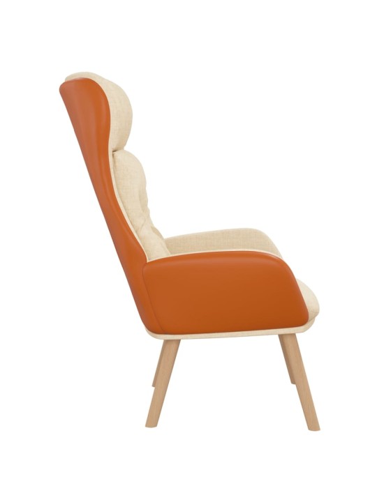 Relaxační křeslo krémové textil a pvc