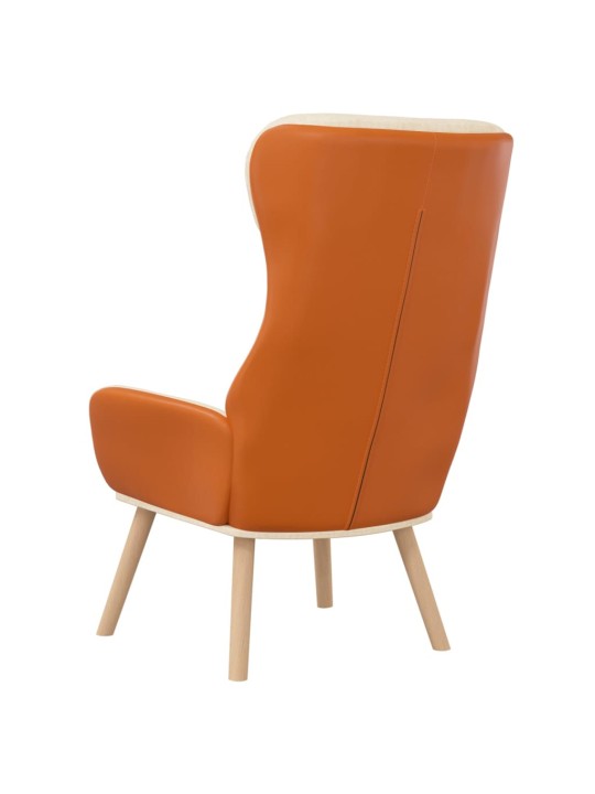 Relaxační křeslo krémové textil a pvc