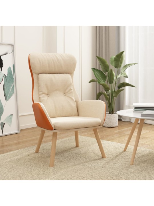 Relaxační křeslo krémové textil a pvc