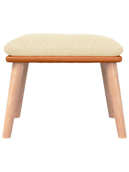 Podnožka krémová 45x29,5x35 cm textil a umělá kůže
